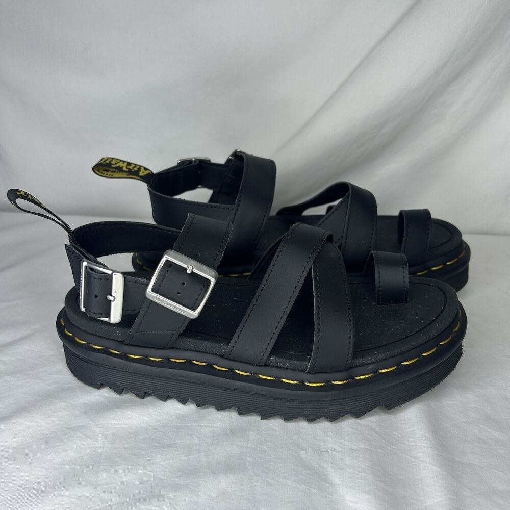 Dr. Martens Avry Hydro Platform Sandals Size 7 Women’s Black Leather